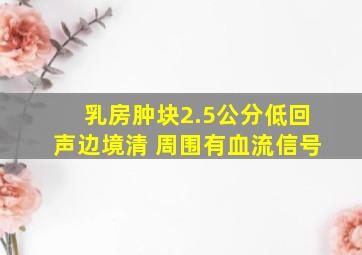 乳房肿块2.5公分低回声边境清 周围有血流信号